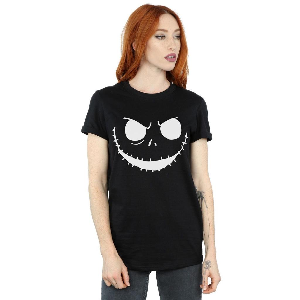 Disney Womens/Ladies Nightmare Before Christmas Jack´s Face Bold Cotton Boyfriend T-Shirt