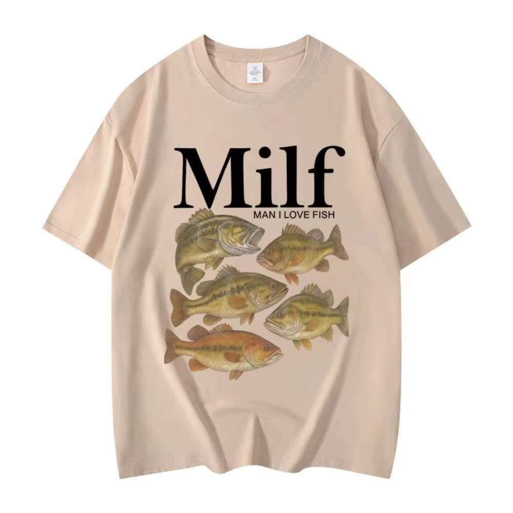 I Love Fish Fun Emoji Pack Tshirt Stylish Retro ShortSleeve TShirt Loose Fit Pure Cotton SpringSummer New Couple Shirt