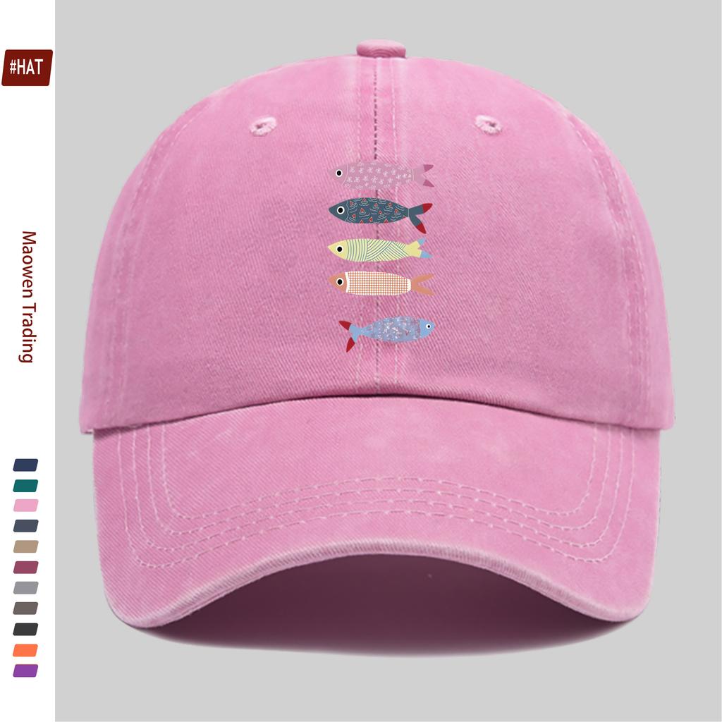 pc Colorful Cartoon Fish Print Baseball Cap Lightweight SpringSummer Casual Fishing Design Sun Hat Multiple Colors Available