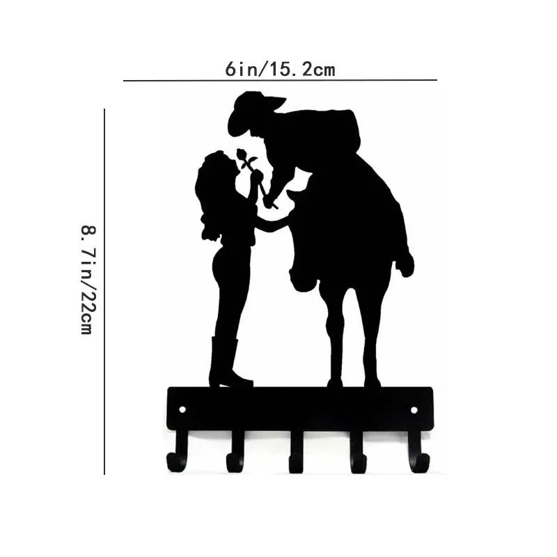 Wall Mounted Hook Up Romantic Couple Key Rack Hanger Metal Pendant Wall Art Home Hook for Wall Iron Art Coat Hanger Key Holder