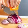 Effortlessly Slice Onions with This Colorful Onion Slicer Kitchen Stainless Steel Potato Chip Onion Holder for Chopping Assi