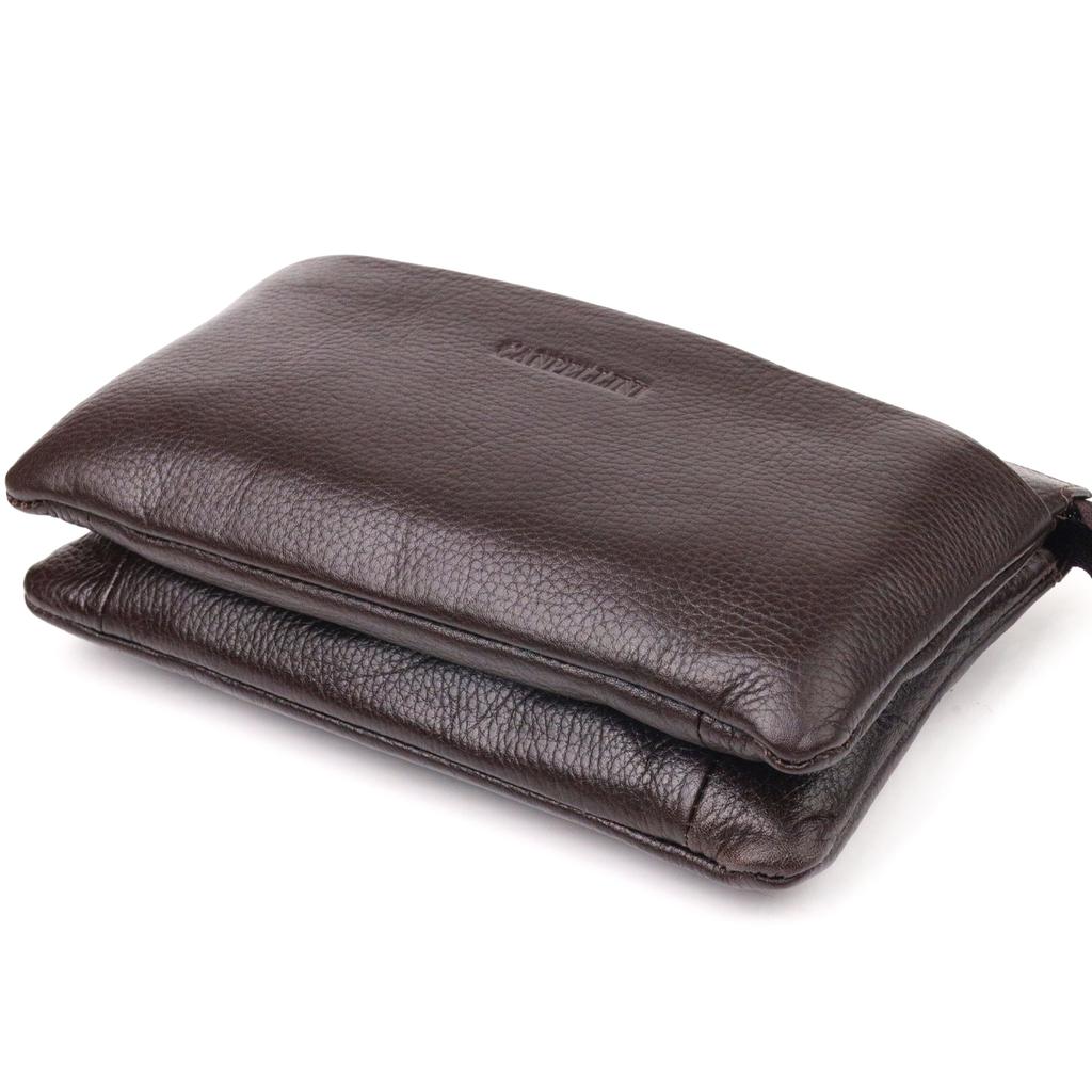 Handsome Clutch Bag for Men Made of Genuine Grained Leather CANPELLINI 21553 Brown