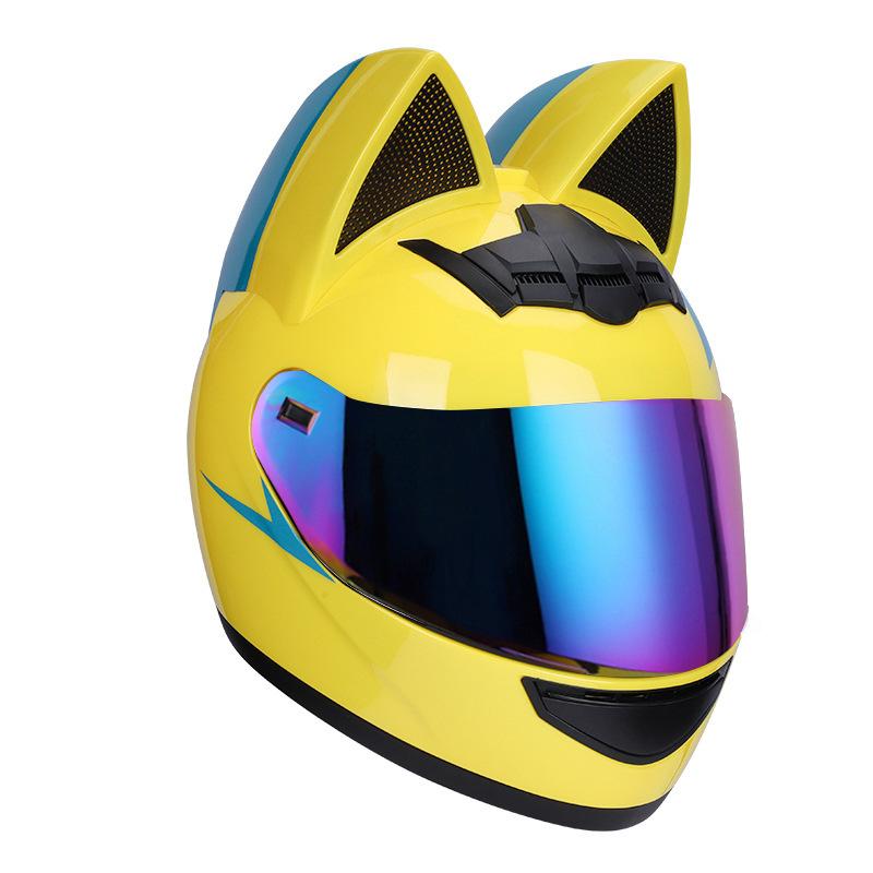 Мотоциклетные шлемы мужские и женские зимние теплые шлемы-фулфейсы персонализированные кошачьи ушки шлемы для электромобилей защитные каски