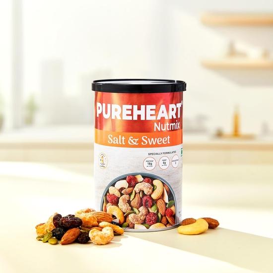 Pureheart Nutmix Salt & Sweet Dry Fruits (454 gm) Premium Salted Mix Nuts (Cashews, Almonds, Raisins, Cranberries) Crunchy Mixed Dry Fruits