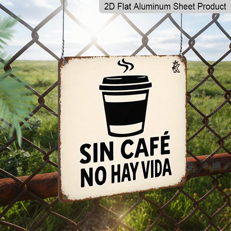 2D Flat, 1pc Metal Sign- Spanish Style Cafe Decoration- No Electricity Required- Kitchen, Office, Cafe Decoration- Enthusiast Gift- Durable Plaque