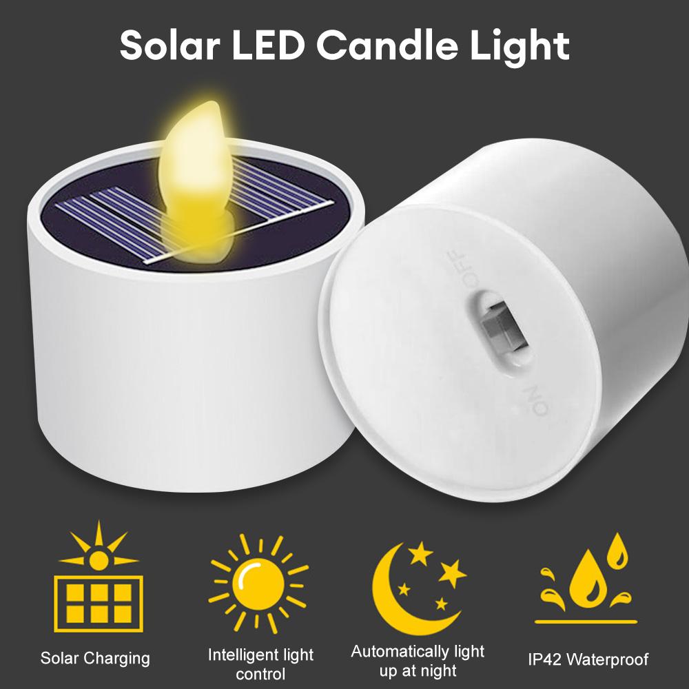 Solar LED Light Candle Led Candles Flameless Outdoor Waterproof Solar Tea Lights Rechargeable Candles for Party Garden Home