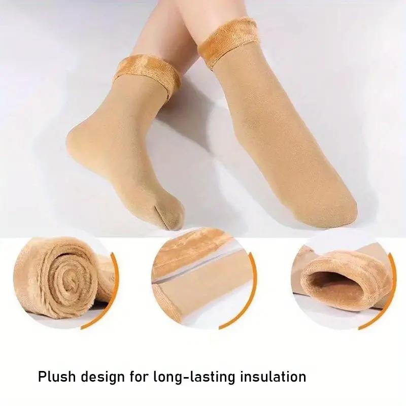 New Women Winter Warm Thicken Thermal Soft Casual Solid Color Socks Wool Cashmere Home Snow Boots Velvet Home Floor Sock