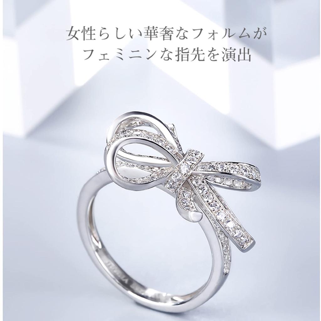 Jeulia Silver Bowknot Ring with Diamond and CZ Sparkling and Perfect for and Fashion Women's Engagement, Cute, Birthdays, Parties,