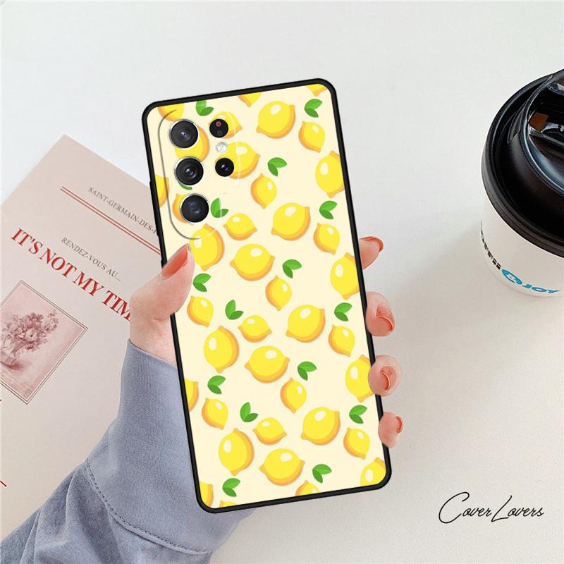 Летний чехол для телефона с лимонами и листьями Для Samsung Galaxy S24 S25 S23 S22 Ultra Note 10 20 Plus S20 S21 FE Чехол
