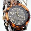 Б/У Хорошее Состояние NIXON 42-20 CHRONO Черепаховый Totoys Chrono Часы Унисекс Батарея Заменена
