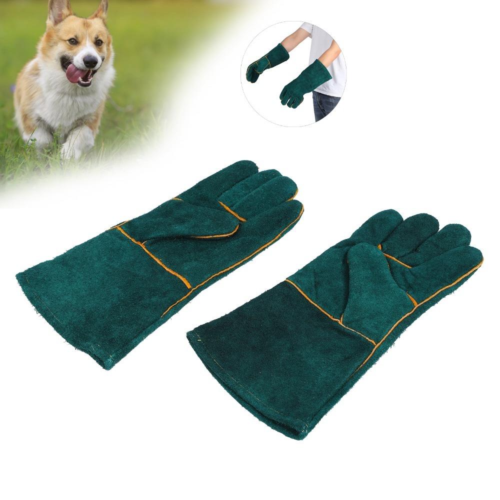 2 pcs Thickened Layer Animal Handling Gloves Long Sleeve Scratch Tough Mitts Animal Training