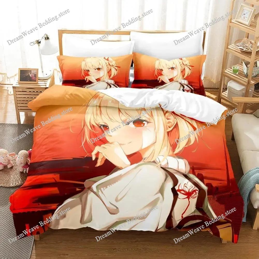 3D Печатный Аниме Lycoris Recoil Комплект Постельного Белья Пододеяльник Спальный Плед Односпальный Двуспальный King _Размер Покрывало Домашний Текстиль