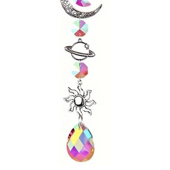 Star Sun Catcher Faux Crystal Prism Rainbow Maker Stars And Moon Colorful Hanging Suncatcher for Window Home Garden Decoration