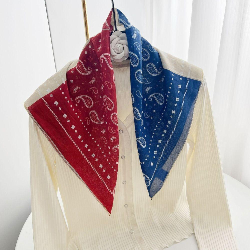 Breathable Cotton Square Scarf Korean Small Scarves Elegant Cashew Nut Print Silk Scarf Vacation