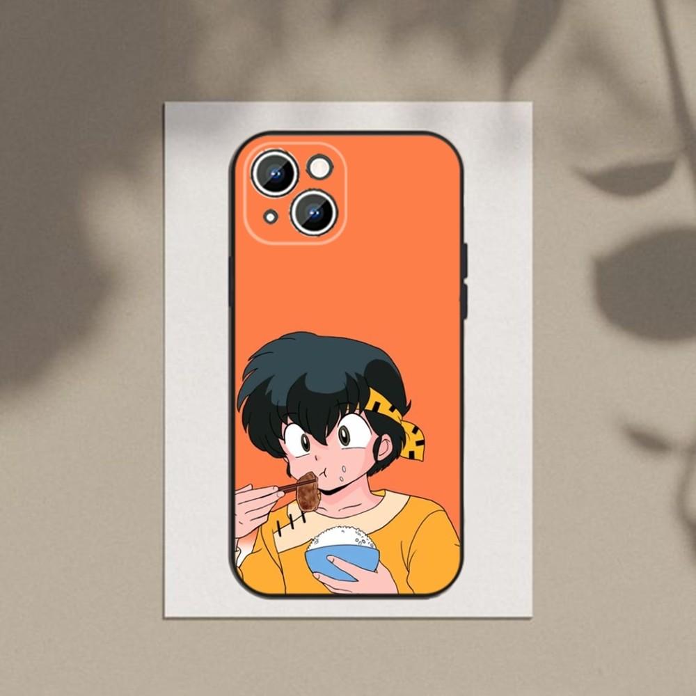 Cartoon R-RANMA 1 2 Phone Case Phone Case For Apple iPhone 15,14,13,12,11,XS,XR,X,8,7,Pro,Max,Plus,mini Silicone Black Cover