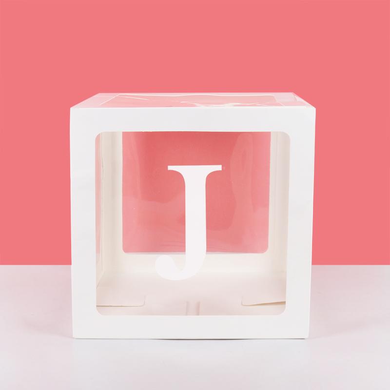 A-Z Letter Name Transparent Balloon Box BABY ONE Blocks Boy Girl Party Gift Box Wedding Decoration Baby Shower Birthday Party