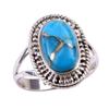 Кольцо из стерлингового серебра 925 пробы с натуральным синим медным бирюзовым камнем S.7 D4c93