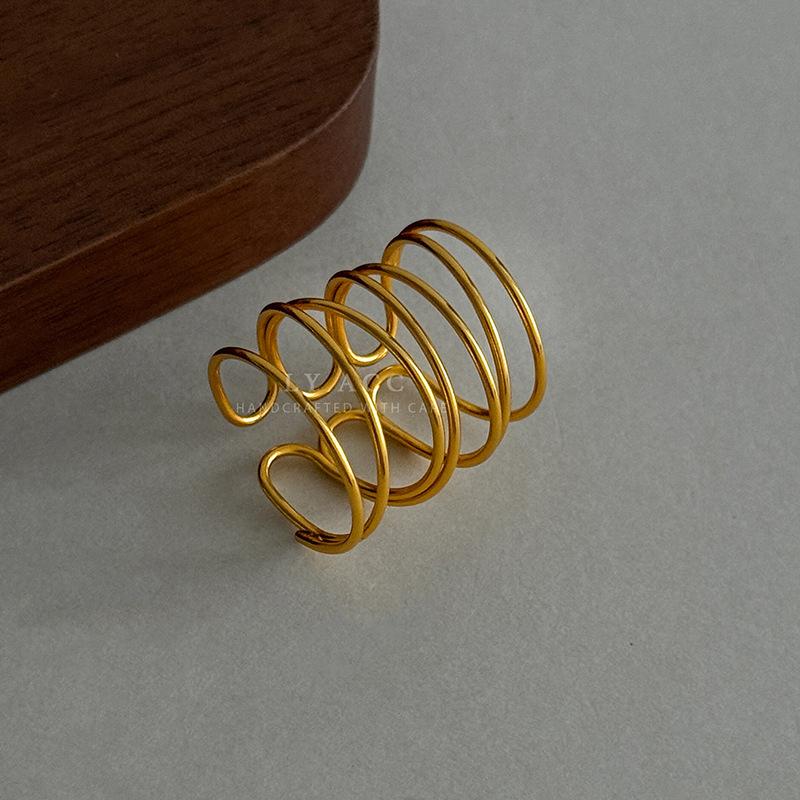 Minimalist multi-layer spiral opening ring winding streamline metal ring niche high-end cold adjustable ring