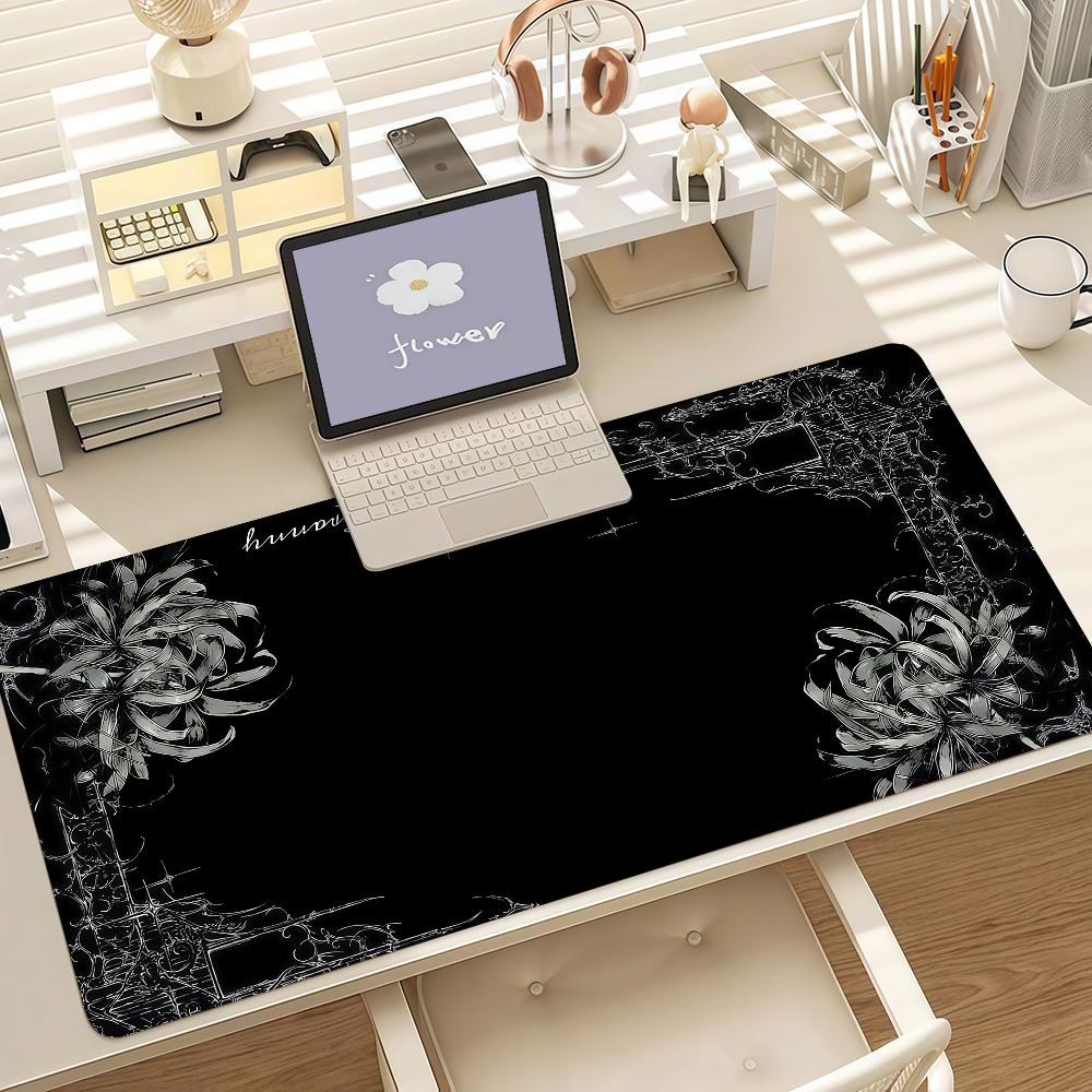 Art Black White Sigilism Large Mouse Pad Gaming Desk Mat Nonslip Rubber Base For Laptop Pc Desktop Decor