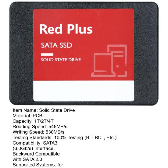 1/2/4 ТБ SATA 3 2,5-дюймовый SSD Скорость до 545 МБ/с Чтение 530 МБ/с Запись ПК Настольный компьютер Ноутбук Внутренний твердотельный накопитель Компьютерные аксессуары