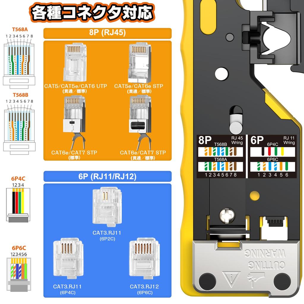 Proster RJ45 Crimping LAN Connector Crimping Compatible with Rechargeable LAN CAT6 CAT7 Storage Replacement Japanese Instruction Manual Compatible
