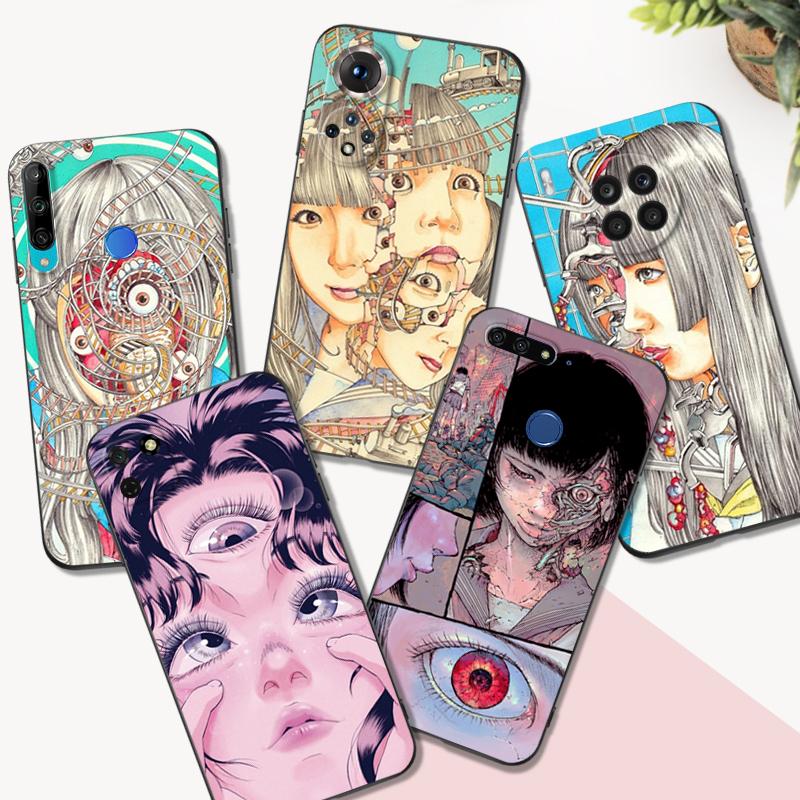 Black Tpu Case For Huawei Honor X8 50 Lite Pro 10 Lite Nova 5t 8 9 Pro 4G 5G 8i Cover Shintaro Kago Horror Cartoon