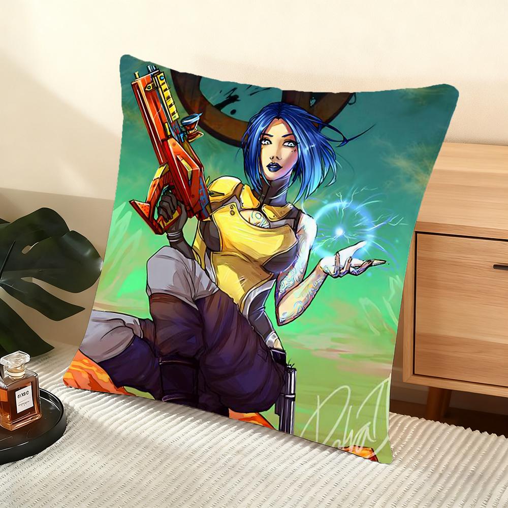 B-Borderlands Чехол на подушку игровая Мягкий короткий плюш Чехол для подушки Гладкая уютная текстура Эстетичный чехол на подушку Декор для дома