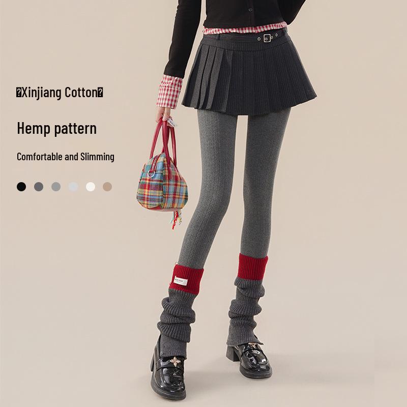 Женские ретро вельветовые колготки с кабельным узором - Высокая посадка, Утягивающие, Японский стиль, Универсальные милые осенне-зимние носки