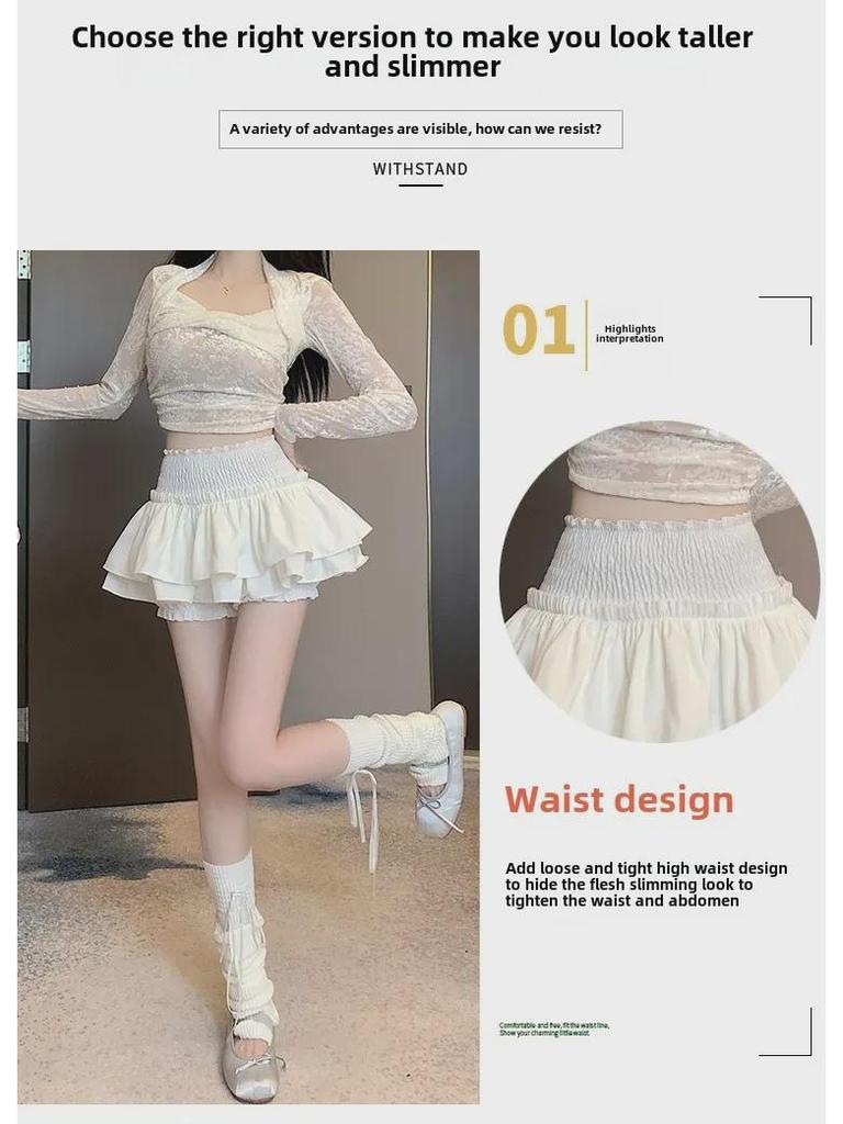 2024 Women's High-Waist White Puffy Mini Skirt for Spring and Summer