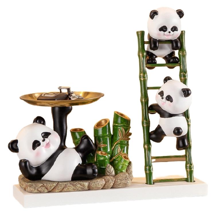 Multipurpose Lovely Pandas Entryway Organizers With Two Trays Accessory for Functional and Stylish Storage Needs