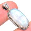 Natural Rainbow Moonstone Gemstone 925 Solid Sterling Silver Pendant 1.26" R2F31