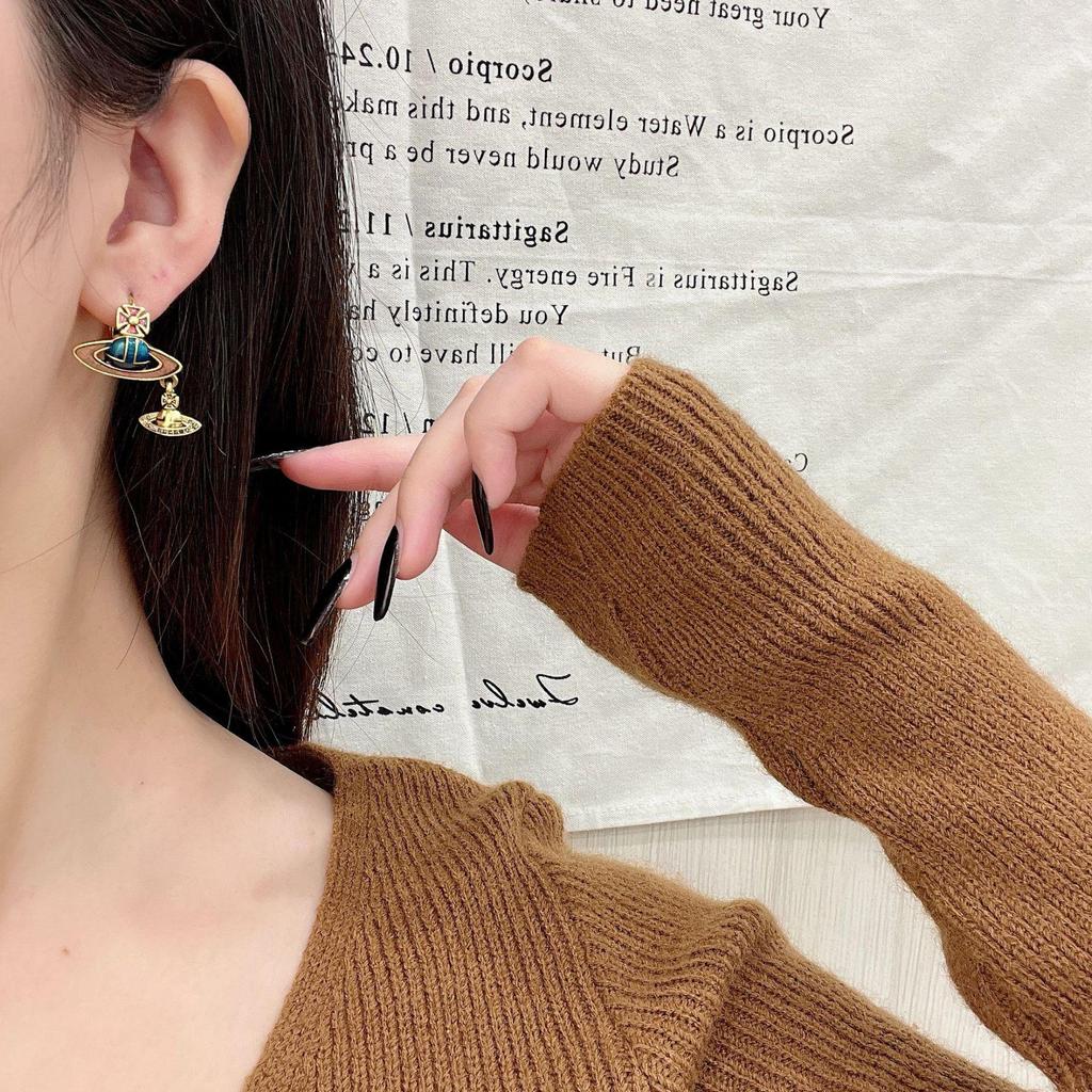 Маленькие ретро-серьги «Сатурн» вдовствующей императрицы с эмалью — уникальные, изысканные, простые, роскошные, в трансграничном стиле.