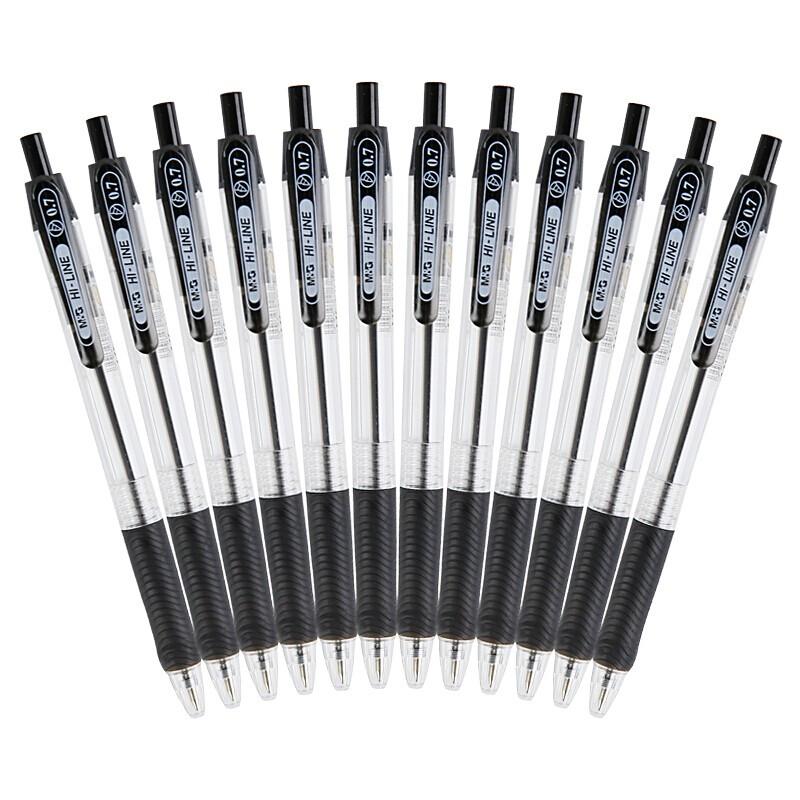 M&G 0.7mm Black Retractable Ballpoint Pen (12-Pack)