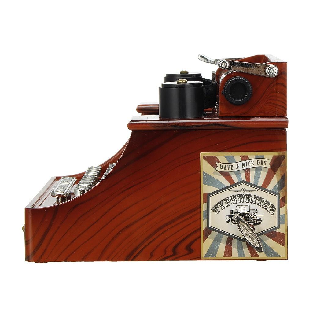Classic Home Decor Sewing Machine Phonograph Jewelry Music Box Retro Typewriter Rotating Music Box