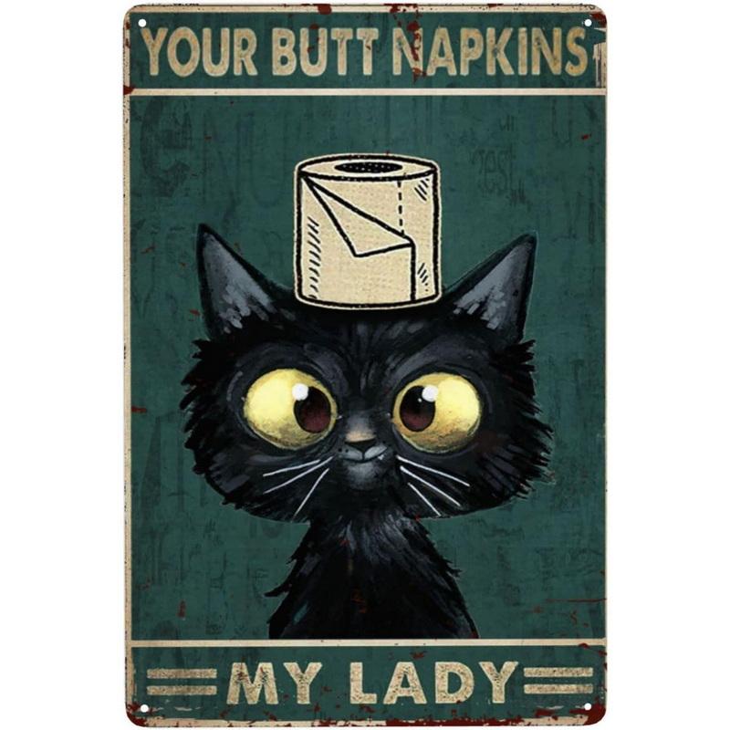 Vintage Funny Cat Coffee Themed Metal Tin Sign Retro Cute Kitten Wall Art Decor for Home Kitchen Cafe Bar Rustic Iron Painting P