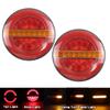 2x 12V/24V Dynamic LED Truck Trailer Turn Light Reverse Stop Signal Round Tail Light Tractor RV Van Sequential Turn Signal Lamps