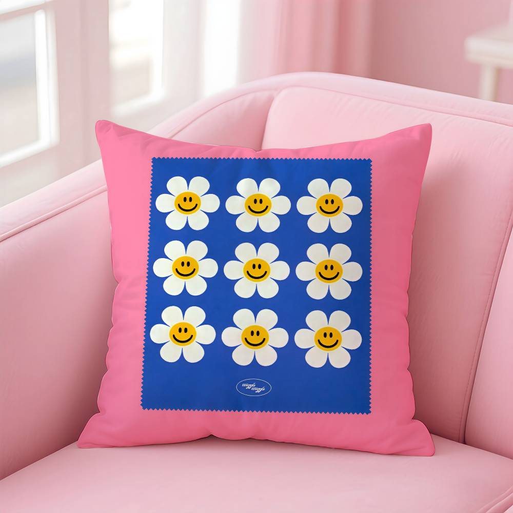 Colorful Cute W-wiggle wiggle Pillow Case Anti-dustmite Pillowcase Invisible zipper silky short plush Sofa cushion cover