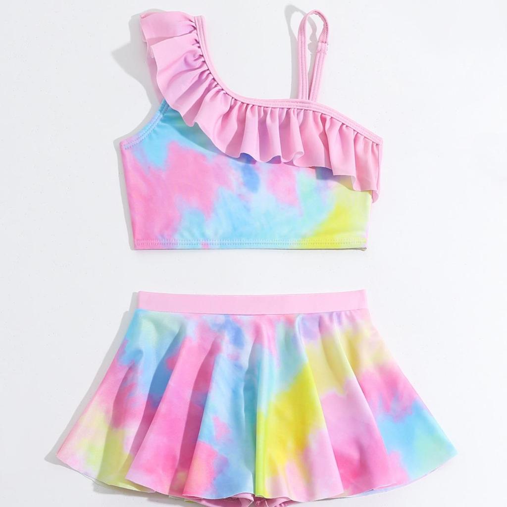 Радужный купальник-двойка для девочек 2024 - Модный купальник в стиле платья принцессы для детей