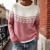 Женский свитер с круглым вырезом, длинным рукавом, в стиле пэчворк, пуловер, топы свободного кроя, осенне-зимний вязаный топ