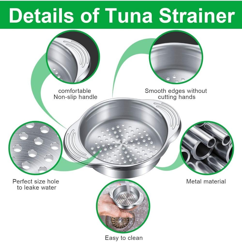 Stainless Steel Canning Strainer Tuna Can Press Strainer Food GradeCanning Colander Suitable for Tuna BeansVegetables and Fruits6