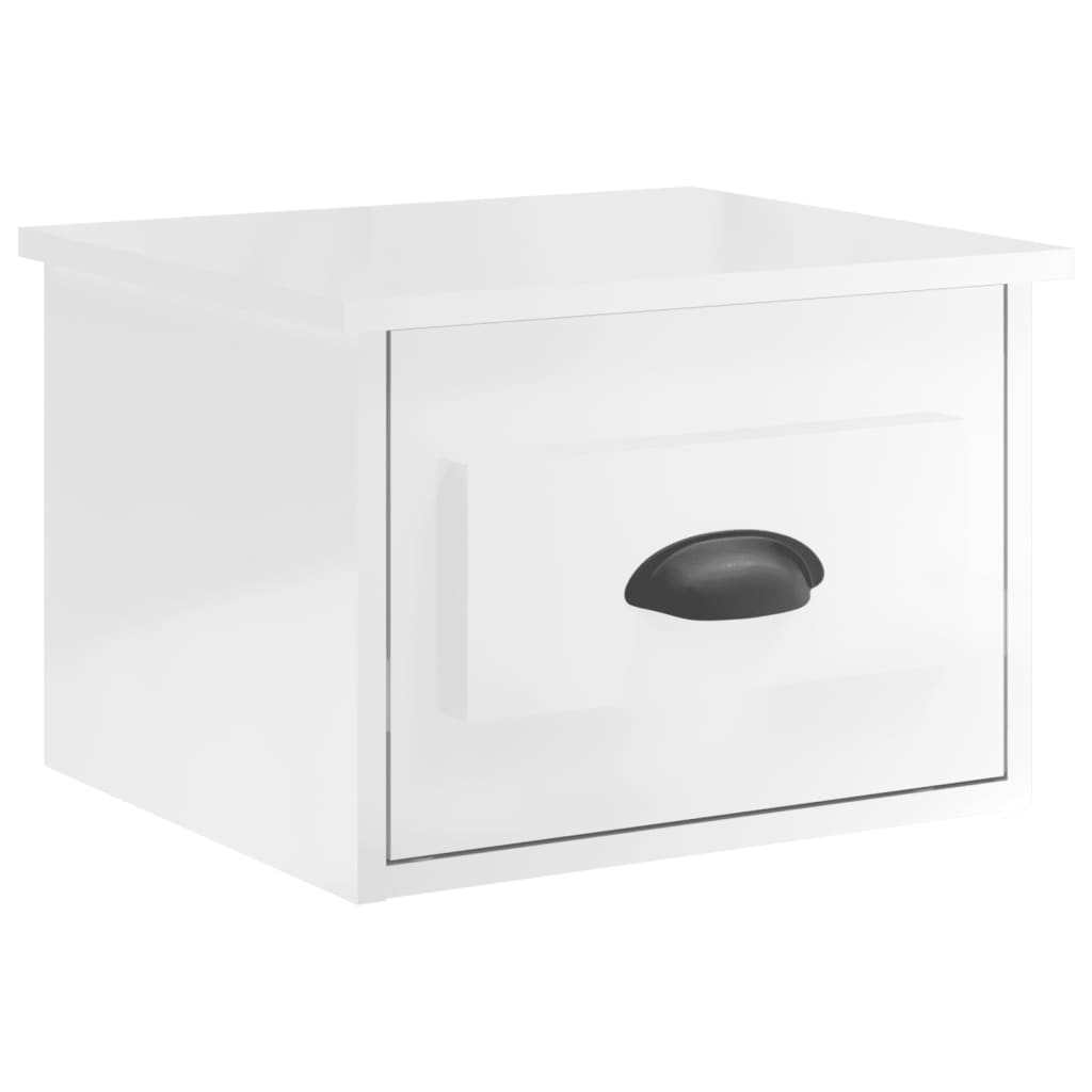Wall Mounted Nightstand High Gloss White 41.5 x 36 x 28 cm