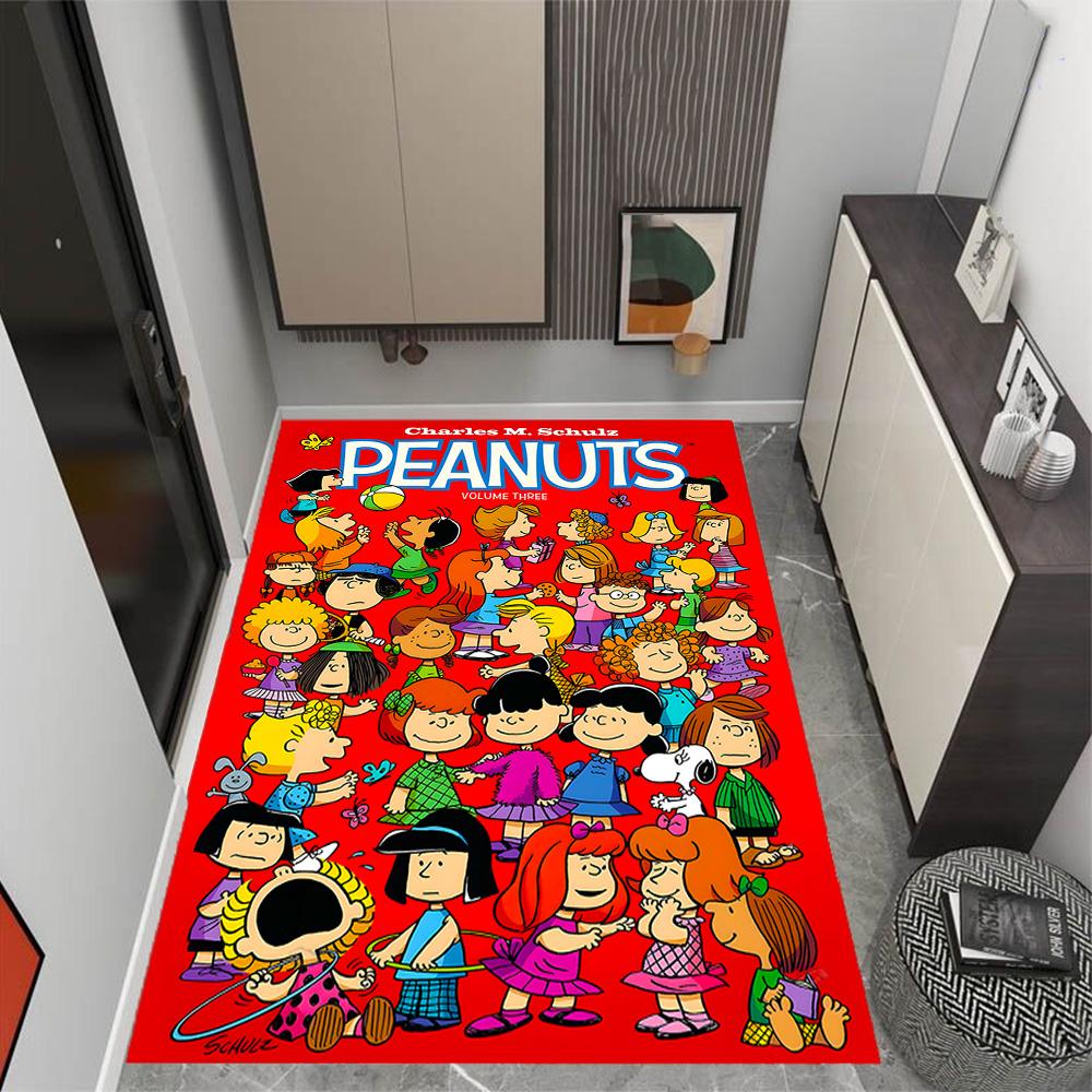 Snoopy's Peanuts Gang Themed Anti-Slip Rugs - Polyester Home Decor, Suitable for Bedrooms, Living Rooms, Doorways, Studios, and Decorations