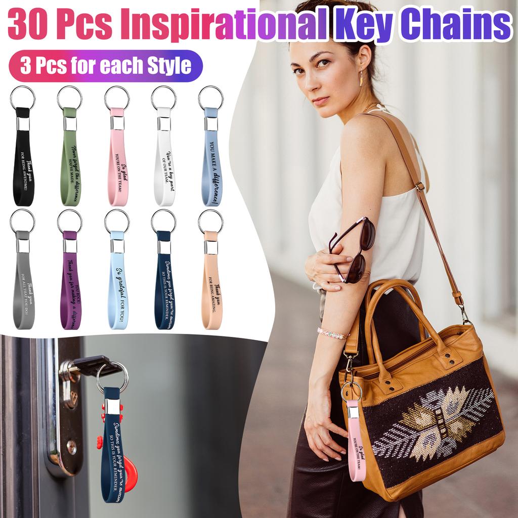 30 Pcs Employee Appreciation Gift Thank You Silicone Key Ring Inspirational Quote Keychains Staff Motivational Appreciation Gift