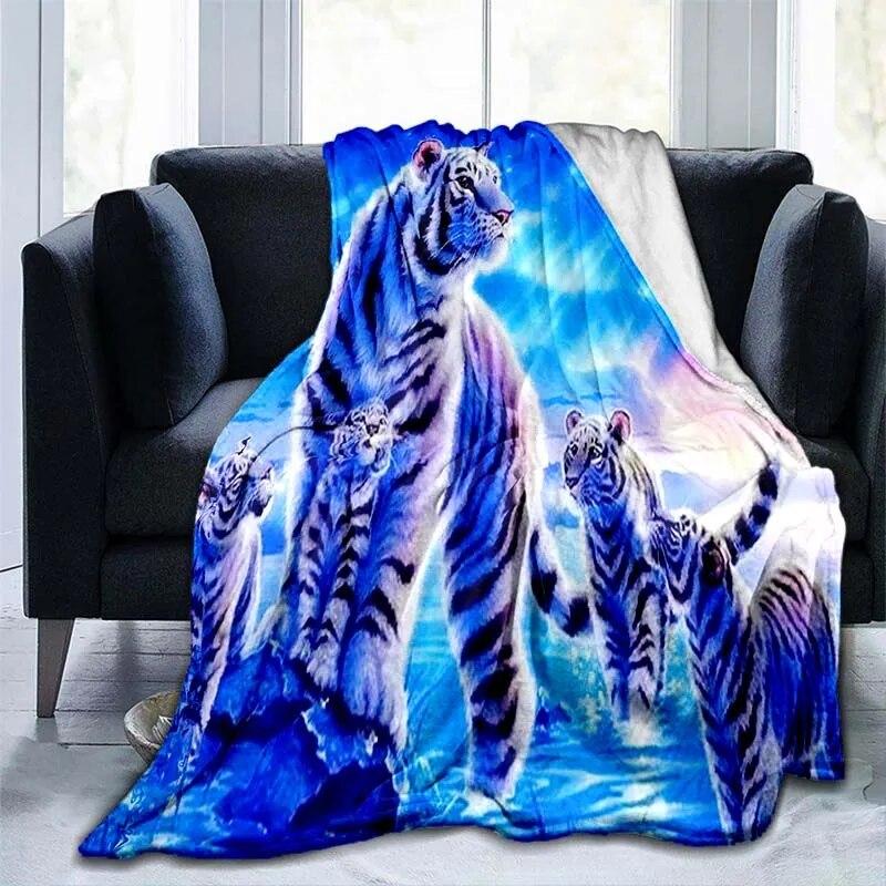 Фланелевое одеяло с рисунком тигра и животного, покрывало для дивана, мягкое теплое одеяло для взрослых, дорожное одеяло, охлаждающее одеяло