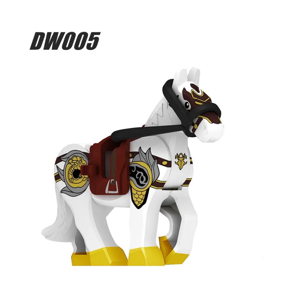 Военные Средневековые Строительные Блоки Фигурки Солдат Рыцарская Экипировка Аксессуары для Животных Маунт Броня Боевой Конь Мини Кирпичики MOC