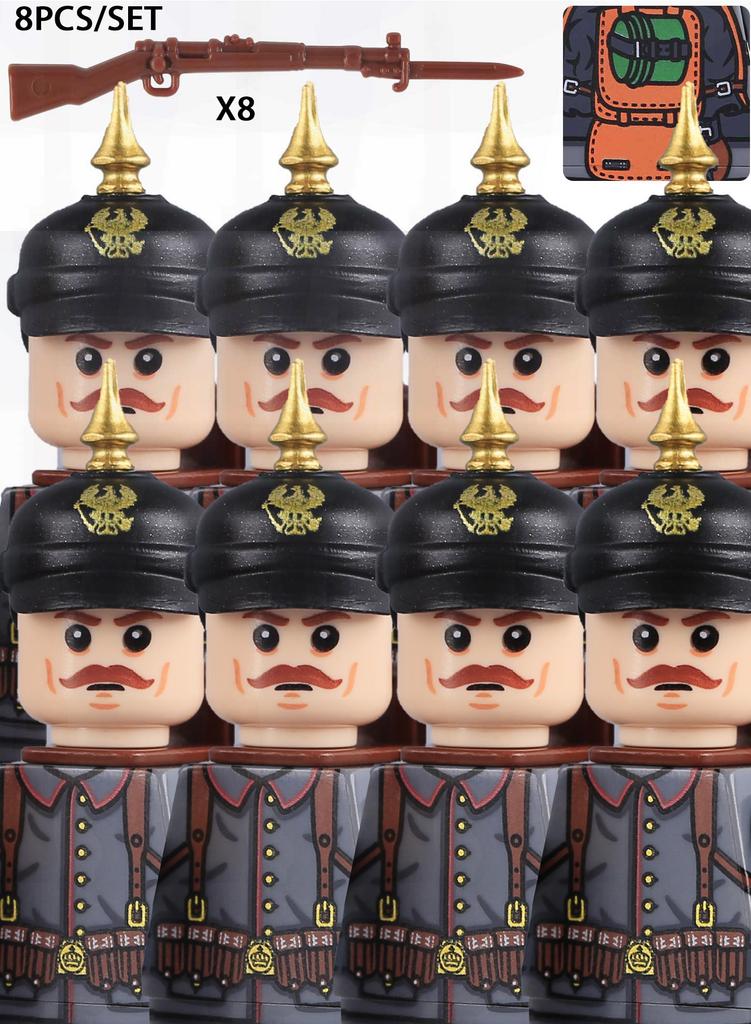 Солдаты Прусской армии Германии Первой мировой войны Фигурки Строительные блоки Военные США Американская Гражданская война Пехота Армия Пруссии Оружие Пистолет Кирпичи Игрушка