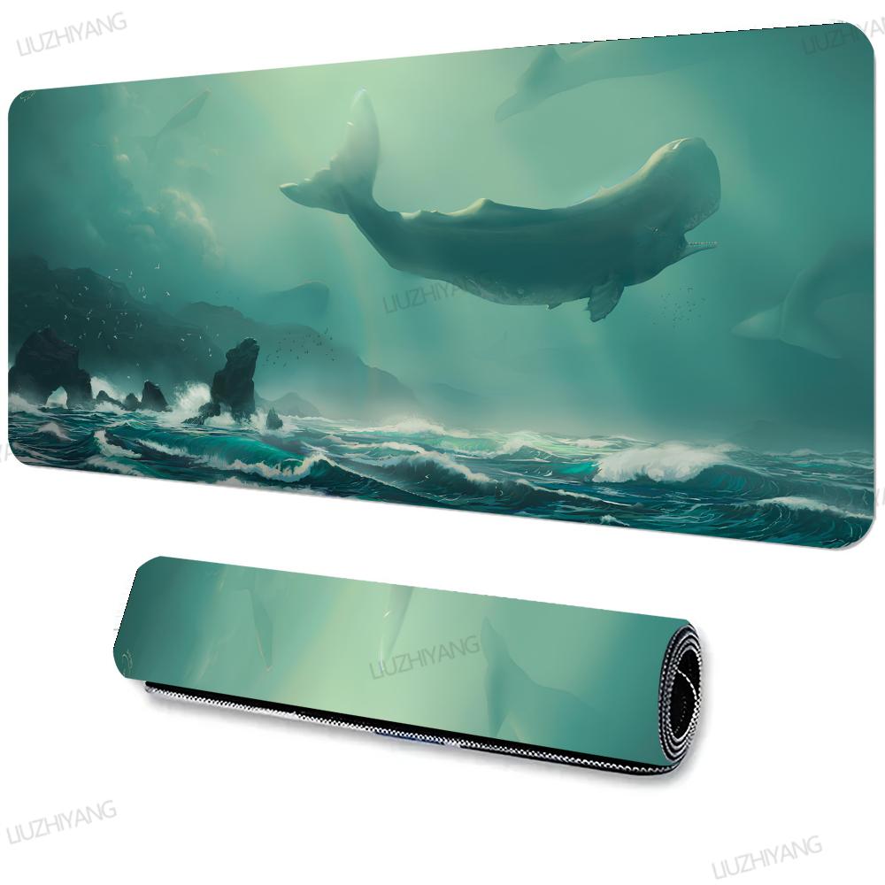 Large Shark Mouse Pad XXL Desk Accessories Pads Rubber Base With Stitched Edge Mousepad Non-Slip Mousepad Office Long