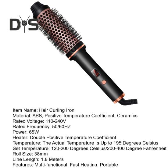 3-в-1 38-миллиметровая щипцы для завивки волос с термощеткой, быстрый нагрев, круглая щетка с отрицательными ионами, электрические инструменты для завивки волос