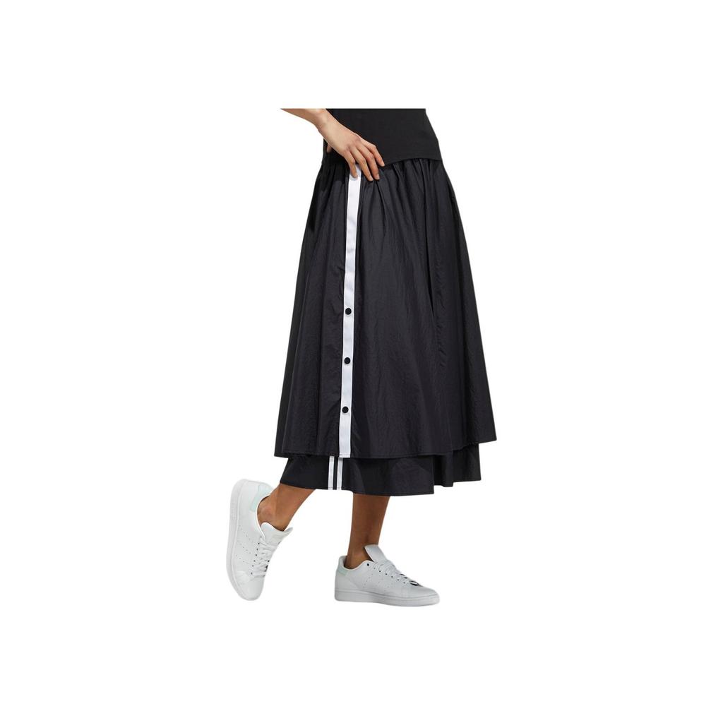 Adidas Оригинальная спортивная юбка-миди Adibreak из тафты с подкладкой, на пуговицах сбоку, свободная, женская, черная HC6566