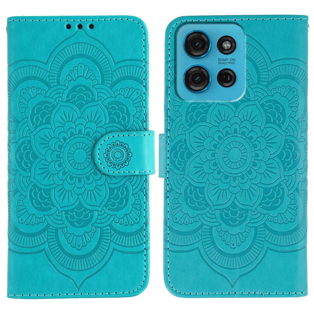 Для Motorola Moto G75 5G Чехол из ПУ кожи с тисненым дизайном мандалы Чехол-кошелек для телефона